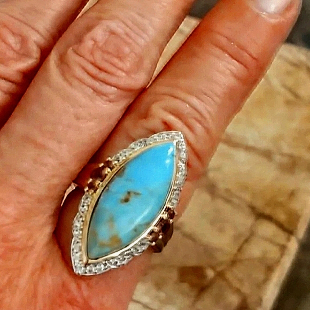 Turquoise and Garnett Ring Size 7